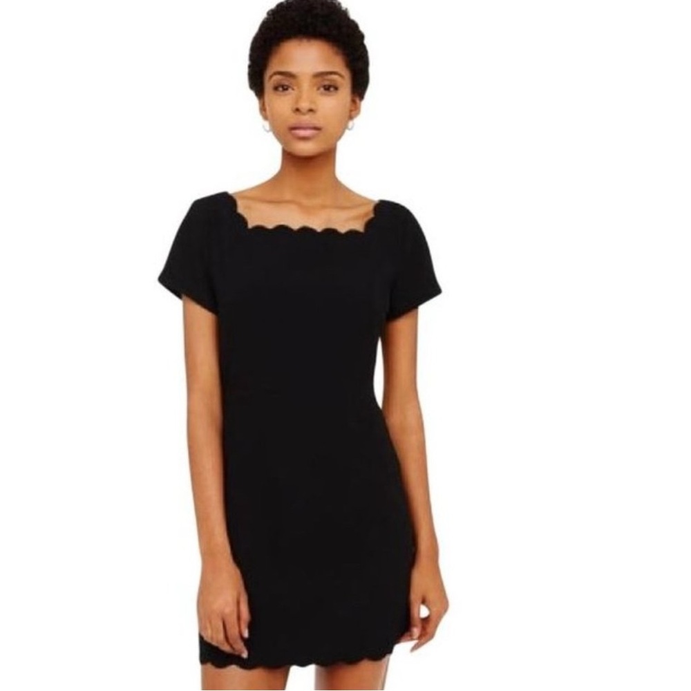 CLUB MONACO Black Scalloped Dress